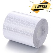 Resim Mfk Reflektörlü Araç Oto Traktör Kamyon Dış Aksesuar Reflektif Fosforlu Şerit Bant Beyaz Ikaz Bandı 1 Mt 