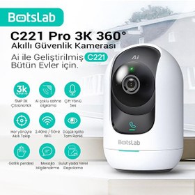 Resim Botslab 360+ C221 Pro 3K 360 Derece Akıllı Güvenlik Kamerası Bebek Monitörü Evcil Hayvan İç Mekan Kamerası IP Kamera Yeni Versiyon 