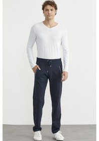 Resim Boru Paça Rahat Kalıp Eşofman Altı - Lacivert Lacivert 