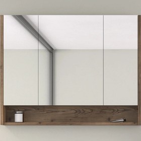 Resim BNT1001 Lidya Aynalı 100 cm Banyo Dolabı Üst Modül Ceviz 