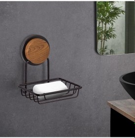 Resim Okyanus Home Ahşap Desenli Magic Fix Sihirli Yapışkan Siyah Kuru Sabunluk 