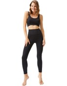 Resim Siyah Yüksek Bel Toparlayıcı Kadın Spor Tayt 
