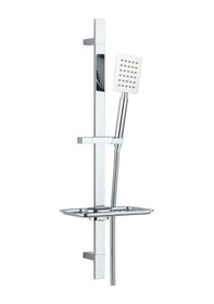 Resim T-may Sart Kare Borulu Hareketli Sürgülü Duş Seti Üst Takımı Krom 