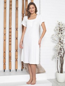 Resim Limissi Pervazlı Atlet Yaka Pijama Takımı - Ekru - Ekru / L 