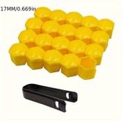 Resim 20 adet/takım Tekerlek Somunu Jant Kapağı, 17mm Somun Araba Tekerleği Otomatik Hub Vidası Koruma Anti-Hırsızlık Kapağı Araba için 