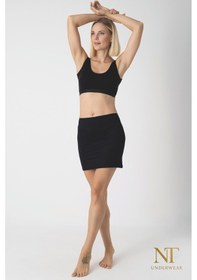 Resim Nt Underwear Bambu Mini Etek Astarı, Mini Jupon - Doğal Kumaş, Modern Kalıp. Siyah 