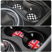 Resim Mini Cooper F60, R60, F54, R55, F57, R57, R61, F55, F56, R56, R59, R58 için 2 Adet Premium Silikon Araba Bardak Altlığı - Ekose & Union Jack Tasarımları, Dayanıklı & Dökülmeye Karşı Koruyucu Bardak Tutucu İçler 