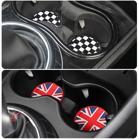 Resim Mini Cooper F60, R60, F54, R55, F57, R57, R61, F55, F56, R56, R59, R58 için 2 Adet Premium Silikon Araba Bardak Altlığı - Ekose & Union Jack Tasarımları, Dayanıklı & Dökülmeye Karşı Koruyucu Bardak Tutucu İçler 