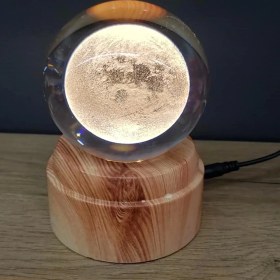 Resim Dolunay Tasarımlı Dönen Cam Küre 