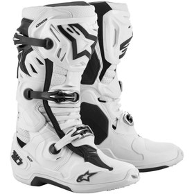 Resim Alpinestars TECH 10 Supervented Kros Motosiklet Botu Beyaz Siyah 