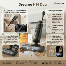 Resim Ecovacs Dreame H14 Dual Akıllı Islak ve Kuru Vakumlu Süpürge: 180° Yatabilen Tasarım, Sıcak Su ile Kendi Kendini Temizleme ve Sıcak Hava ile Kurutma Özellikli, Çok Fonksiyonlu El Süpürgesi Kombinasyonlu 