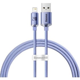 Resim Baseus Crystal USB to Lightning Hızlı Şarj Kablosu 1.2m mor 