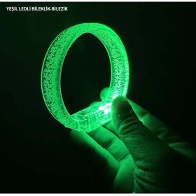 Resim Yeşil LED Işıklı Baskı Yapılabilen Pilli Bileklik Bilezik 