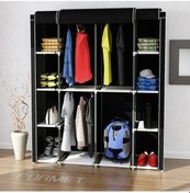 Resim Pormet Lüks Plastik Bez Dolap Kumaş Gardırop-siyah Siyah 