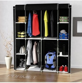 Resim Pormet Lüks Plastik Bez Dolap Kumaş Gardırop-siyah Siyah 