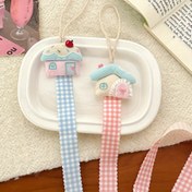 Resim Sevimli Japon Tarzı Saç Tokası Düzenleyici, Sevimli Cupcake ve Bulut Tasarımı, Mavi ve Beyaz Gingham Askılar, Oda Dekoru ve Aksesuar Depolama için Mükemmel, Sevimli Saç Aksesuarları 