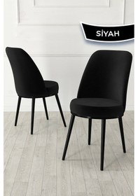 Resim Canisa Kea Serisi Yuvarlak Siyah Mermer Desen Mutfak Masa Takımı 4 Siyah Babyface Sandalye Masa Siyah Mermer Desen Sandalyeler Siyah 