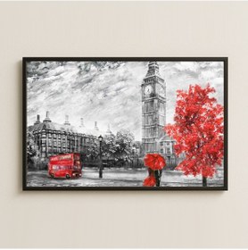 Resim Big Ben Ve Kırmızı Şemsiye Detaylı Londra Temalı Pleksi Tablo 
