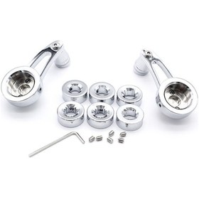 Resim Samdoo Krom Alüminyum 3" Otomobil Cam Kolu - 6 Adaptörlü Çift Paket 