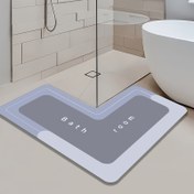 Resim 1 adet Minimalist L-Şekilli Banyo Kaymaz Mat, Diyatom Çamuru Malzemesinden Üretilmiş, Her Metrekarede 1000G Ağırlığı, Makine Yıkanabilir, Modern Ev Dekoru ve Banyo Halıları İçin Mükemmel. 