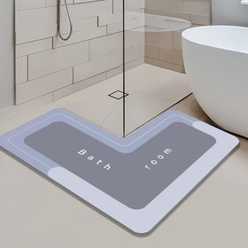 Resim 1 adet Minimalist L-Şekilli Banyo Kaymaz Mat, Diyatom Çamuru Malzemesinden Üretilmiş, Her Metrekarede 1000G Ağırlığı, Makine Yıkanabilir, Modern Ev Dekoru ve Banyo Halıları İçin Mükemmel. 