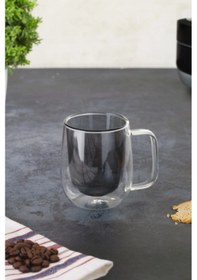 Resim Periboia Çift Cidarlı Cam Kupa Gri Renk Çok Renkli 