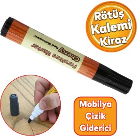 Resim Badem10 Mobilya Rötuş Kalemi Ahşap Masa Sehpa Dolap Kalemi Çizik Giderici Çatlak Kapatıcı Kiraz Renk 