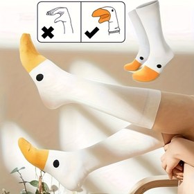 Resim Komik Kaz Buzağı Çorapları, Rahat ve Trendy İnce Diz Üstü Çoraplar, Kadın Çorapları ve Çorapları 