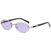 Resim Moonbıffy Retro Oval Kadın Güneş Gözlüğü Uv400 Lens Kişiselleştirilmiş Degrade Tasarımmaviwhıte51 Beyaz 