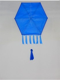 Resim Kumaş Çerçeveli Altıgen Uçurtma - Düz Renk(Mavi) 