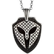 Resim Candie Silver 50 Cm Kalın Zincirli Mini Siyah Taşlı Şövalye Miğferi 925 Ayar Gümüş Erkek Kolye 