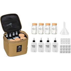 Resim Baharat Şişesi Seti Saklama Çantası Taşınabilir Kamp Baharat Dağıtıcı Seti Khaki Set Germany Haki 