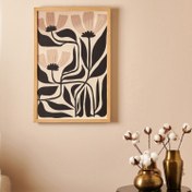 Resim Özverler Black and Cream Flowers Ahşap Çerçeveli Tablo - Siyah - 40x60 cm 