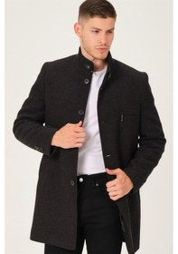 Resim Plt8367 Dewberry Erkek Palto-Düz Antrasit 