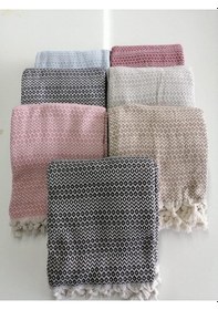 Resim Pamuklu Pike Renkli Desenli Örtü Gri Gri 