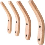 Resim 4 Adet Katı Ahşap Duvara Monte Kanca Peg Ceket Şapka Askı Anahtar Tutucu Asılı Kanca Depolama Askı Organizatör | Robe Hooks 