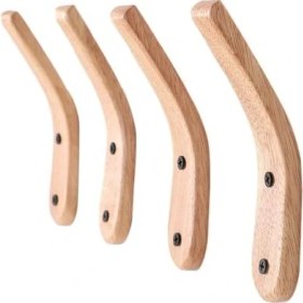Resim 4 Adet Katı Ahşap Duvara Monte Kanca Peg Ceket Şapka Askı Anahtar Tutucu Asılı Kanca Depolama Askı Organizatör | Robe Hooks 