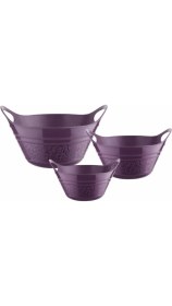 Resim 3'lü Kulplu Badya Set Mor Renk (1 Litre - 1.75 Litre - 2.75 Litre) 