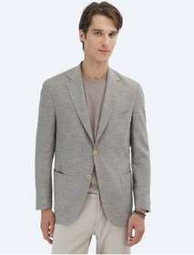 Resim Kip Kahverengi Desenli Modern Fit Ceket Kahverengi 