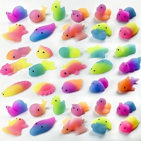 Resim HOOLYUK Çeşitli Renklerde Yumuşak Oyuncaklar - Rahatlatıcı Duyusal Fidget Oyuncaklar, Esnek Mini Hayvan Şekilleri (Tavşanlar, Balıklar, Yılanlar), Paskalya Hediyeleri, Doğum Günü Hediye ve Sınıf Ödülleri için 