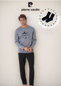 Resim Pierre Cardin Pıerre Cardın ErkekPamuk Desenli Uzun Kol Pijama Takımı Ol.pc.6097.001-koyu Gri-m Çok Renkli 