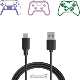 Resim Grains Global Gaming Usb-C Kablo - Siyah 1.5 Metre | Xbox, Ps5 Gamepad ve Akıllı Telefonlar Için USB Type-C Bağlantı ve Hızlı Şarj Kablosu 