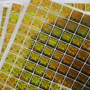 Resim 200 adet Holografik Sahte Karşıtı Etiketler, Kendinden Yapışkanlı PET Lazer Etiketler, Parlak Altın Mühürleme Etiketleri, Güvenlik Etiketleri 1.5x1.5cm, Güvenli Ambalajlama & Markalama için Iridesan Plastik Etiketler 