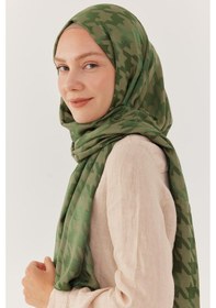 Resim Mirsoy Scarf Kazayağı Desen Parlak Jakar Şal - Yeşil Yeşil 