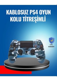 Resim Bluetooth Kablosuz Ps4 Gamepad Çift Motorlu Siyah Controller 