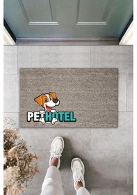 Resim Dijital Baskı Gri Köpekli Pet Hotel Dekoratif Kapı Paspası K-2027 
