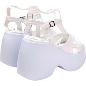 Resim Kadın Retya Beyaz Yüksek Dolgu Topuk Çaprazbant Sandalet 10 Cm Dlg20 001 