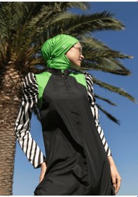 Resim Mayovera Tesettür Mayo Takımı - S&b Kol Siyah - Beyaz 