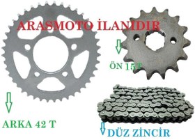 Resim Mondial Drift L 125 Zincir Dişli Seti (Oringsiz Düz Zincir) ARKA 42 Dişli - ÖN 15 Dişli ARASMOTO 