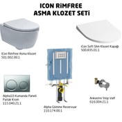 Resim Geberit Icon Rimfree Alpha10 Soft Slim Asma Klozet Seti - Parlak Krom 